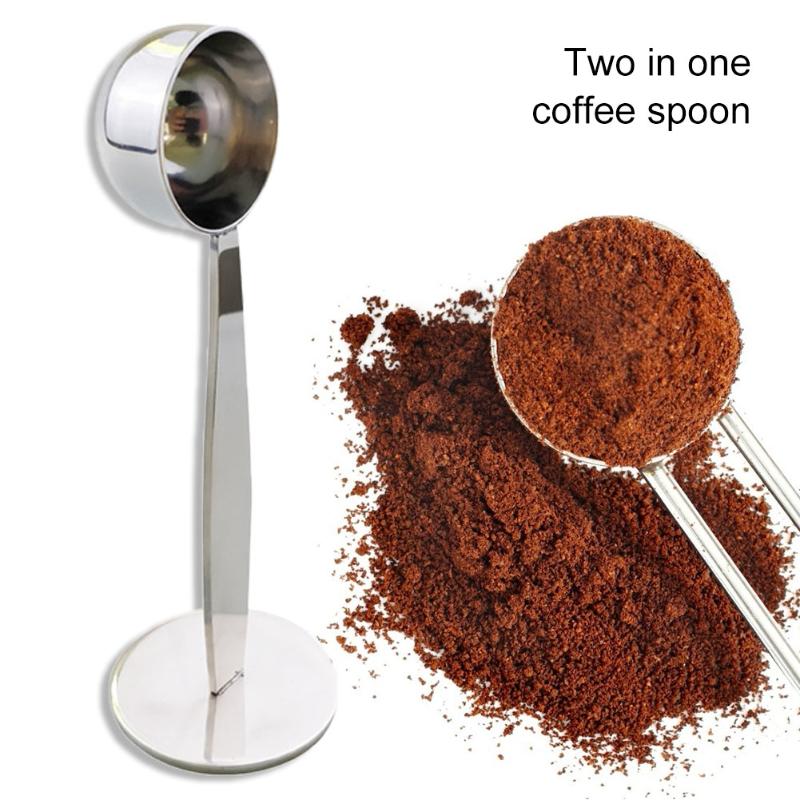 2 in 1 Multipurpose Protein Tea Coffee Scoop Durable Stainless Steel Coffee Tamping Measuring Spoons Cafe Supplies