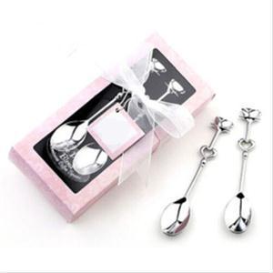 2PCS Heart Shaped Tea Coffee Drinking Spoon Teaspoon Wedding Party Banquet Favor Spoons Coffee Tools Cucharilla